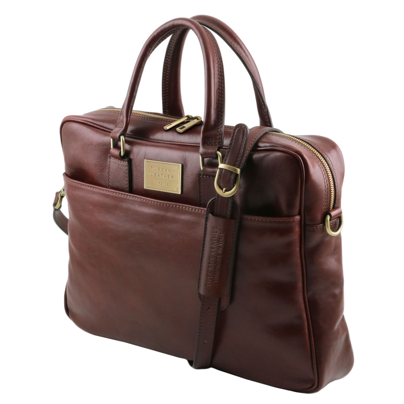 Leder-Laptoptasche Urbino 1 Fach Seitenansicht Leder-Laptoptasche Urbino 1 Fach Seitenansicht